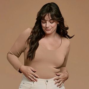 NUUDS | Long Sleeve Scoop Neck Bodysuit in Cinnamon